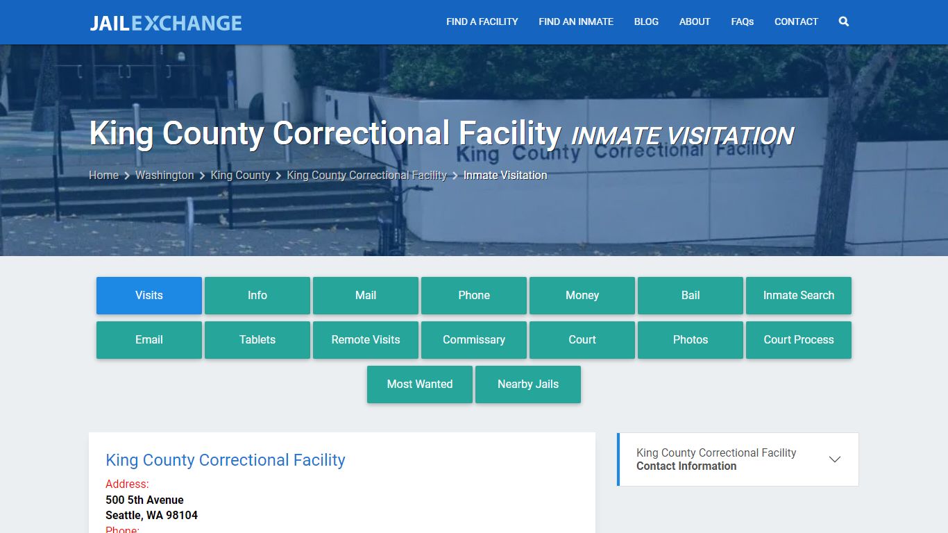 Inmate Visitation - King County Correctional Facility, WA - Jail Exchange